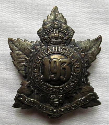 193rd Battalion Nova Scotia Highlanders (Cape Breton Highlanders) CEF K/C